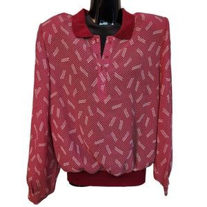 Lauren Lee Vintage Red And White Blouse print Tops Size 16 / large
